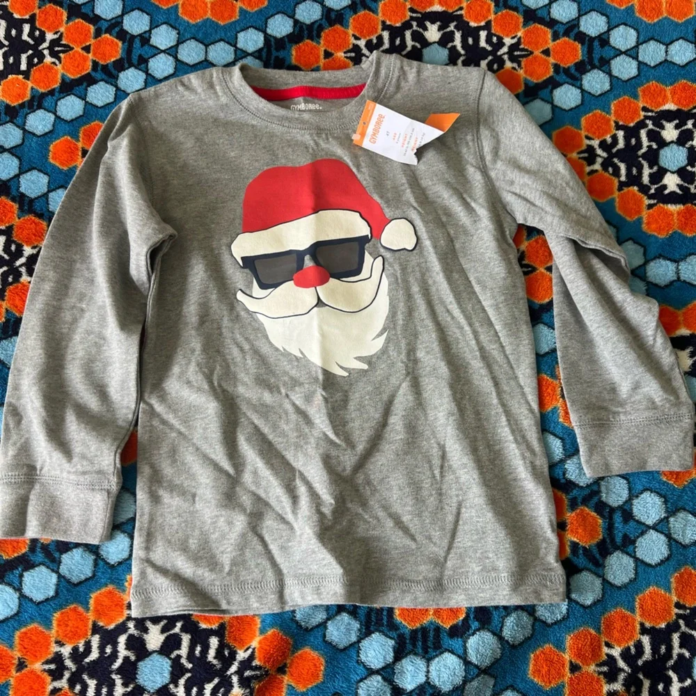 Gymboree Santa Christmas Cotton Long Sleeve Tee NEW NWT